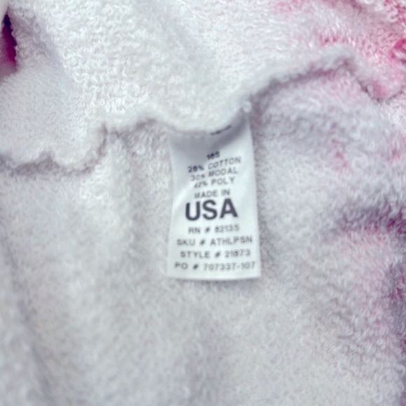 Women’s Fresh Produce Long Sleeve Pink & White Tie Dye Terry Knit Pullover S - Picture 8 of 8